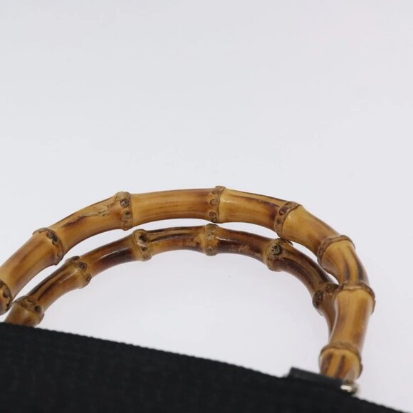 GUCCI Bamboo Hand Bag Nylon Black Silver 000 2058 0540 5 Auth ep9267 - Picture 10 of 15